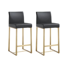 2 TOV Furniture Denmark Black Gold Counter Height Stools