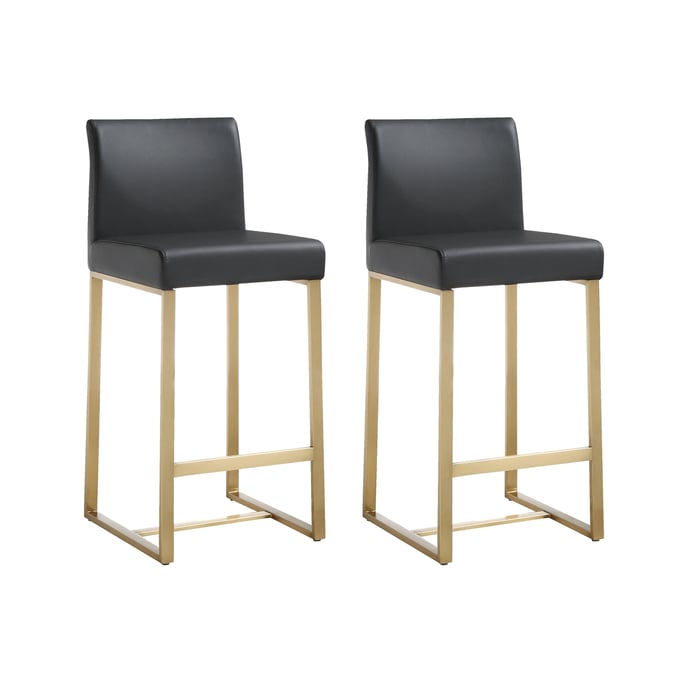 2 TOV Furniture Denmark Black Gold Counter Height Stools TOV-K3671