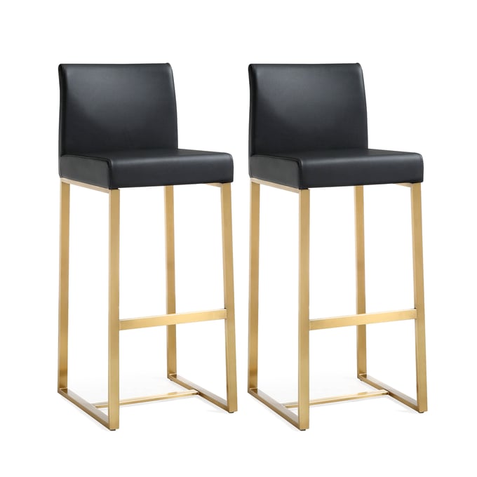 2 TOV Furniture Denmark Black Gold Barstools TOV-K3673