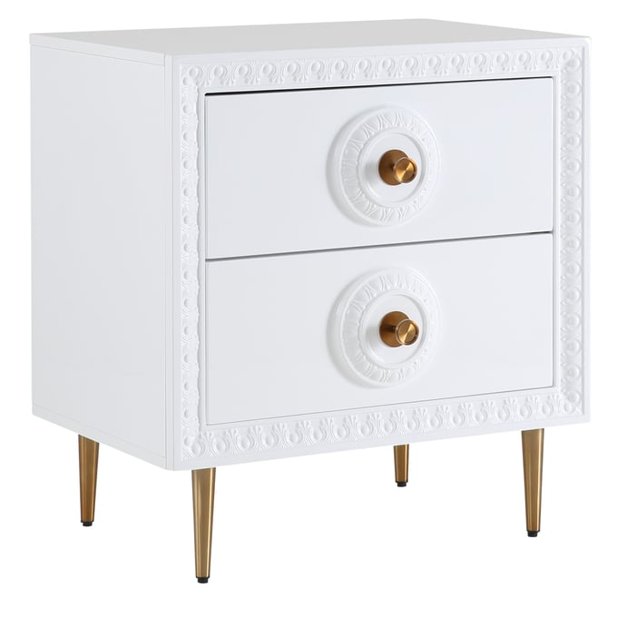 TOV Furniture Bovey White Lacquer Side Table TOV-L5525