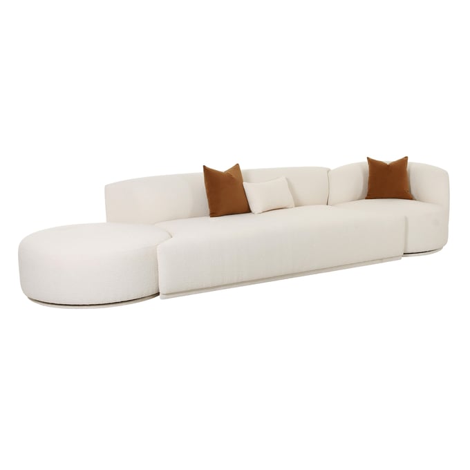 TOV Furniture Fickle Cream Boucle 3pc Chaise Modular Sofa TOV-L6866-C-SO2