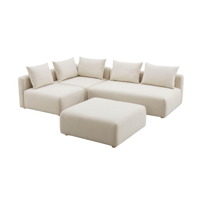 TOV Furniture Hangover Cream Linen 4pc Modular Chaise Sectional TOV-L68788-SEC1