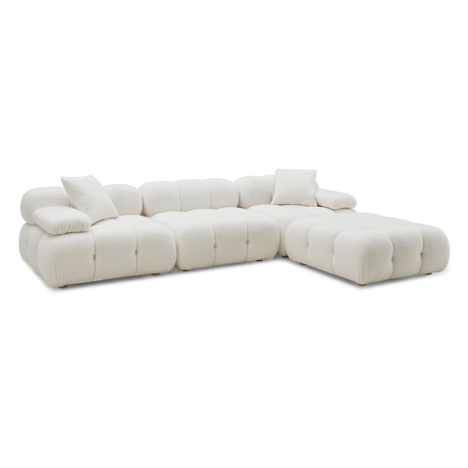 TOV Furniture Calliope Cream Vegan Shearling 4pc Modular Sectional TOV-L68922-SEC