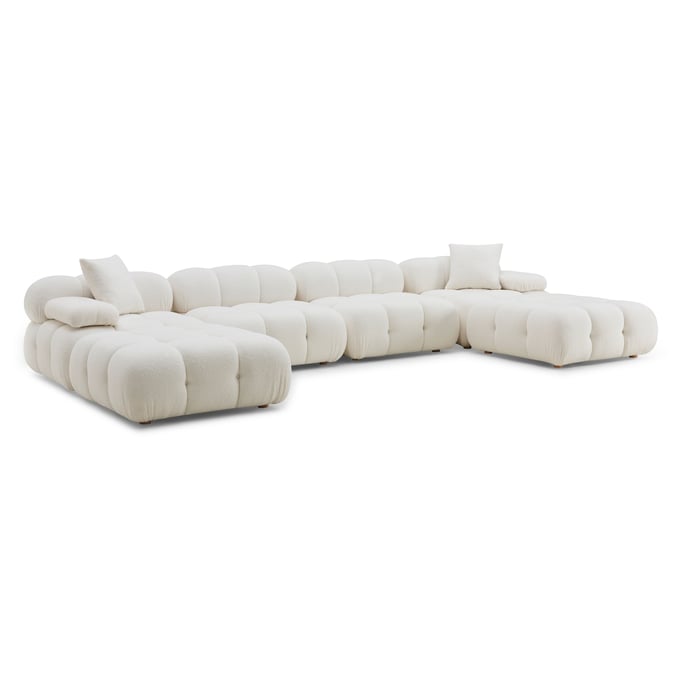 TOV Furniture Calliope Cream Vegan Shearling 6pc Modular U Sectional TOV-L68925-SEC