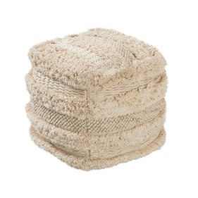 TOV Furniture Yorba Beige Cotton Pouf