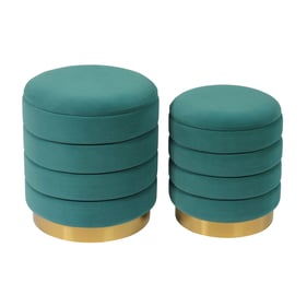 TOV Furniture Saturn Teal 2pc Storage Ottomans