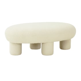 TOV Furniture Discus Cream Boucle Ottoman