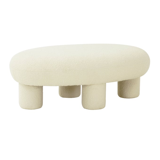 TOV Furniture Discus Cream Boucle Ottoman TOV-OC68105