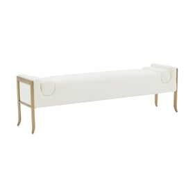 TOV Furniture Ines Cream Velvet Bench