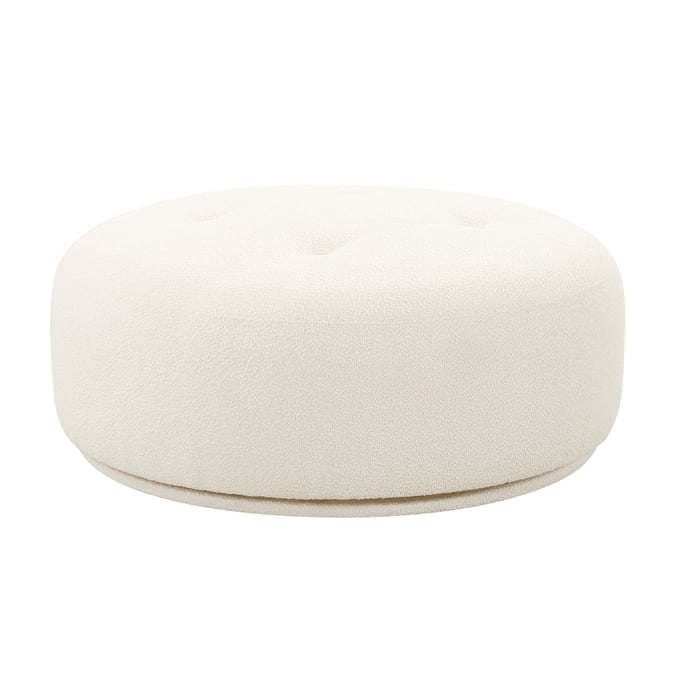 TOV Furniture Fickle Cream Boucle Swivel Ottoman TOV-OC68672