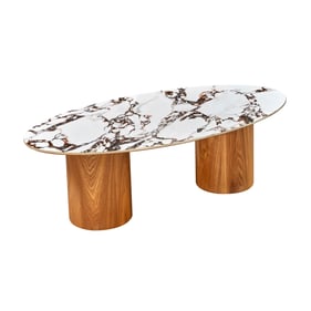 TOV Furniture Tamara White Natural Ash Oval Coffee Table