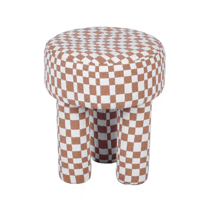 TOV Furniture Claire Brown Checkered Boucle Stool TOV-OC68756