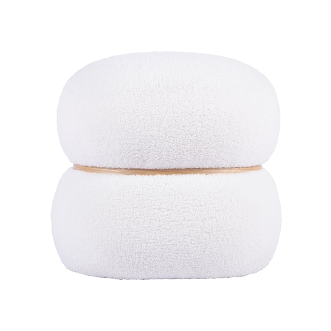 TOV Furniture Helga White Vegan Shearling Ottoman TOV-OC68799