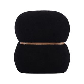 TOV Furniture Helga Black Vegan Shearling Ottoman