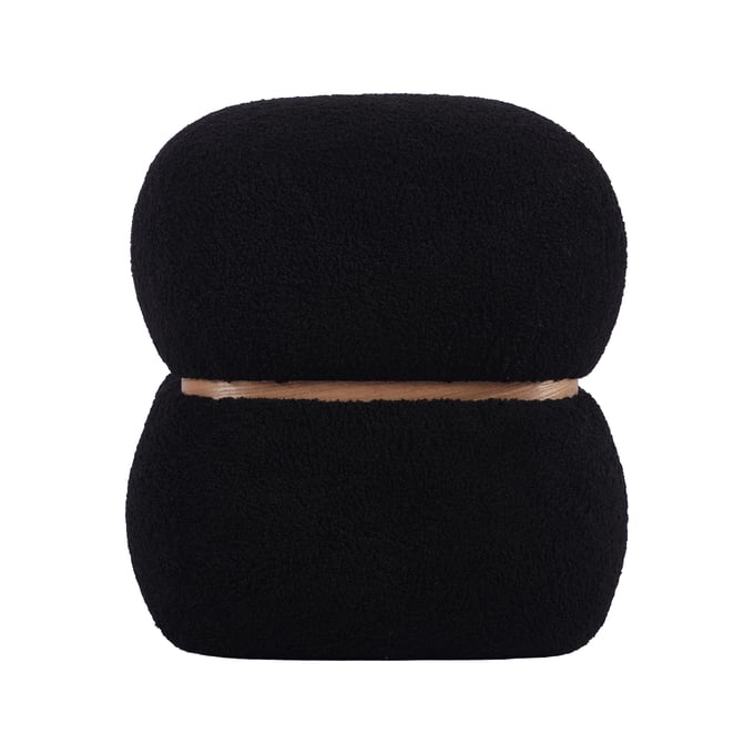 TOV Furniture Helga Black Vegan Shearling Ottoman TOV-OC68800