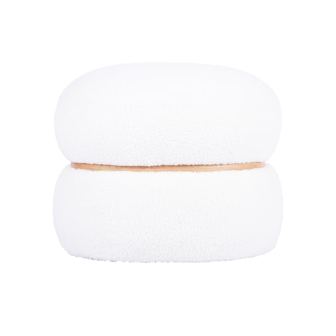 TOV Furniture Helga White Vegan Shearling Oval Ottoman TOV-OC68801