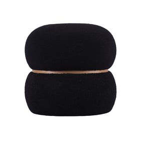 TOV Furniture Helga Black Vegan Shearling Oval Ottoman