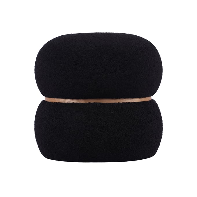 TOV Furniture Helga Black Vegan Shearling Oval Ottoman TOV-OC68802