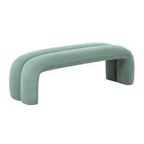 TOV Furniture Leigh Green Velvet Channeled Bench