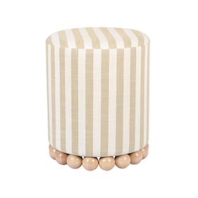 TOV Furniture Dex Beige Striped Linen Ottoman