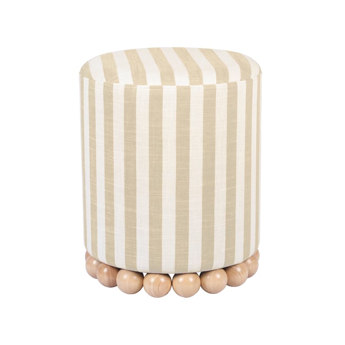 TOV Furniture Dex Beige Striped Linen Ottoman TOV-OC68884