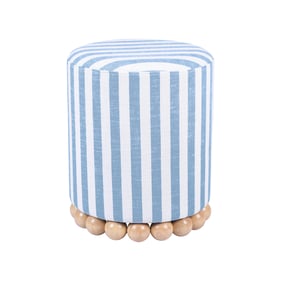 TOV Furniture Dex Blue Striped Linen Ottoman