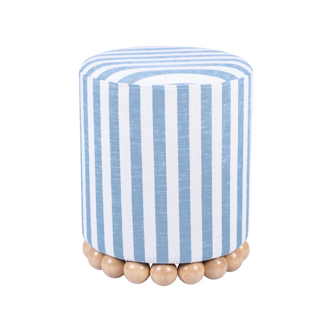 TOV Furniture Dex Blue Striped Linen Ottoman TOV-OC68885