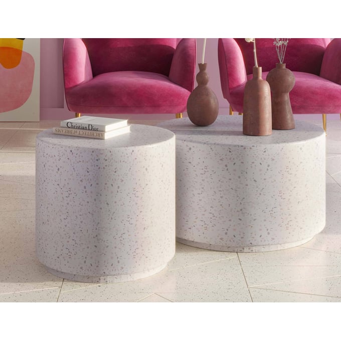 TOV Furniture Terrazzo Grey 3pc Coffee Table Set TOV-OCO44054-OCT-S1