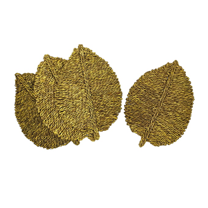 4 TOV Furniture Leaf Yellow Seagrass Placemats TOV-T54304