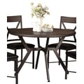 The Hex Round Dining Metal Table Base and Brown Wood Top Accented with  Metal Band and Nailhead Edge