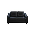 The Sentinel Black Color Loveseat, Upholstered with PU Material, Back Pillows Removable