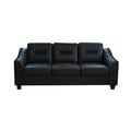 The Sentinel Black Color Sofa, Upholstered with PU Material, Back Pillows Removable