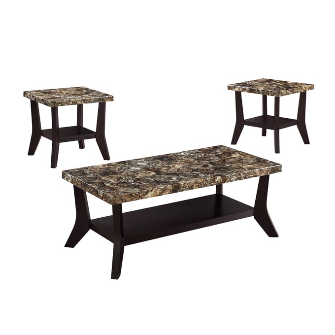 Titanic Furniture Woody Dark Brown 3pc Coffee Table Set TTNC-T452-3