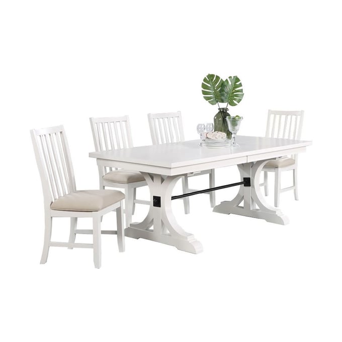 Vilo Home Industrial Brookhaven White 5pc Dining Set VILO-VH2000-5PC