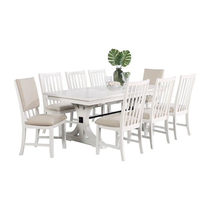 Vilo Home Industrial Brookhaven White 9pc Dining Set VILO-VH2000-9PC