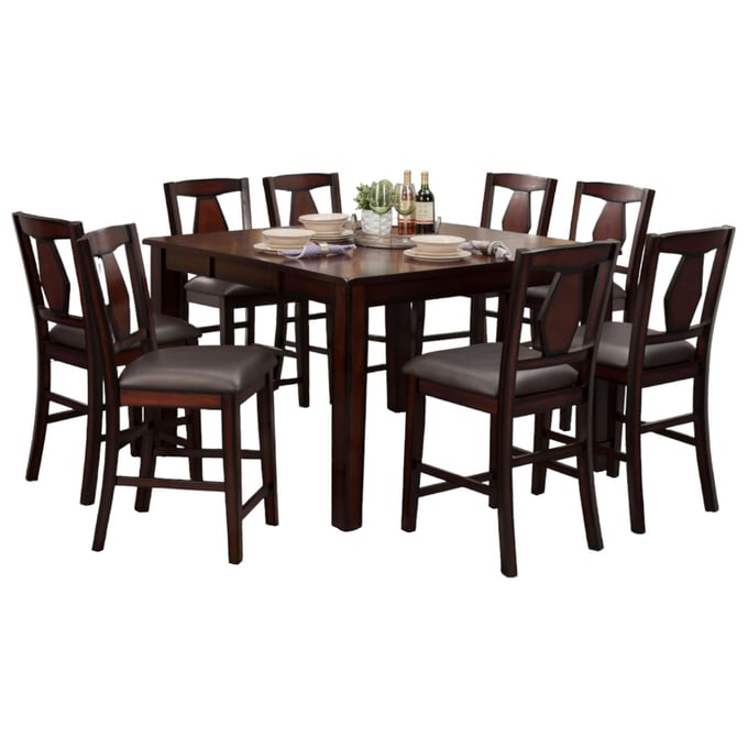 Vilo Home Industrial Tuscan Hills Brown 9pc Pub Dining Set VILO-VH2300-9PC