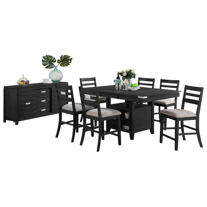 Vilo Home Industrial Palermo Black 7pc Pub Height Dining Set VILO-2800-7pc