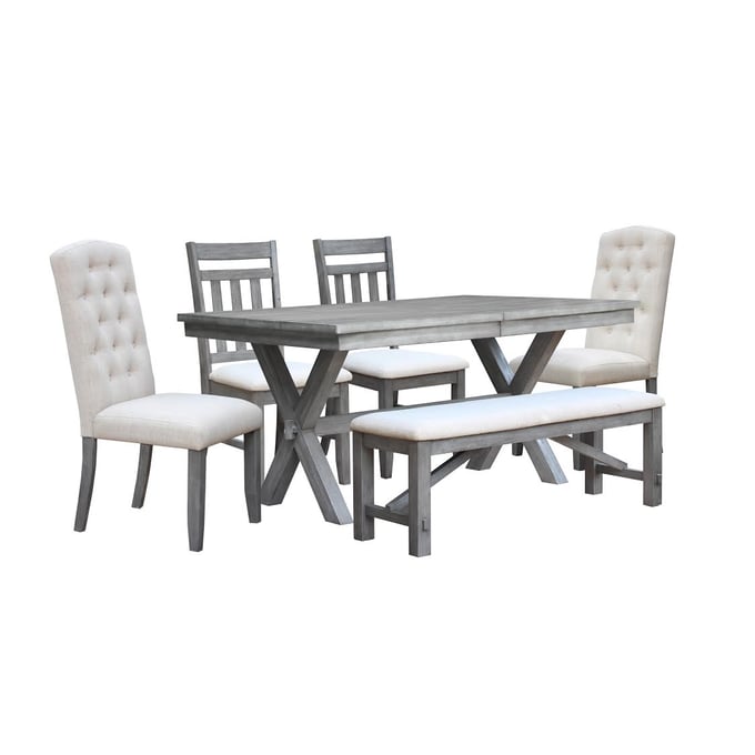 Vilo Home Industrial Shelter Cove Gray 6pc Dining Set Mix VILO-VH3000-6PC-2W2F1B