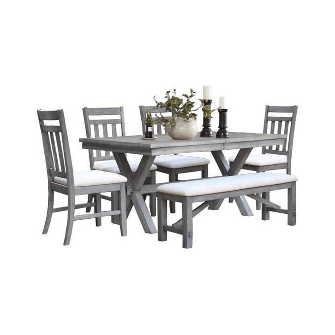 Vilo Home Industrial Shelter Cove Gray 6pc Dining Set VILO-3000-6pc-wb