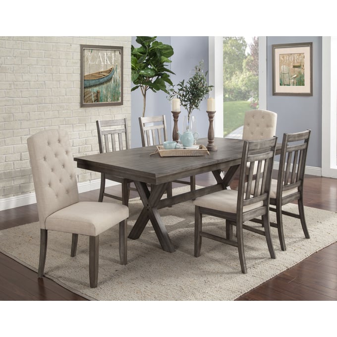 Vilo Home Industrial Shelter Cove Gray 7pc Dining Set VILO-VH3000-7PC4W2F