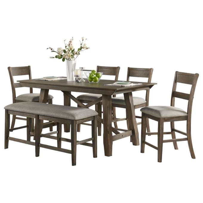 Vilo Home Industrial Hillcrest Brown 6pc Counter Height Dining Set VILO-4300-6p