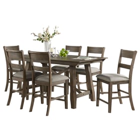 Vilo Home Industrial Hillcrest Brown 7pc Counter Height Dining Set