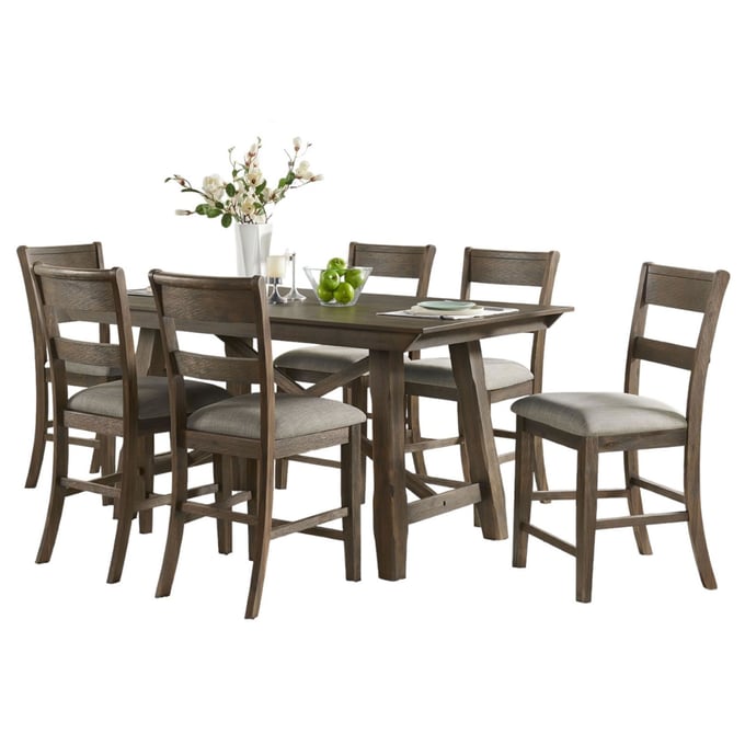 Vilo Home Industrial Hillcrest Brown 7pc Counter Height Dining Set VILO-4300-7pc