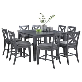 Vilo Home Industrial La Jolla Shores Gray 9pc Pub Dining Set