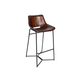 World Interiors Brisben Chestnut Leather Barstool