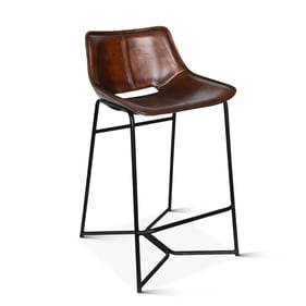 World Interiors Brisben Brown Leather Counter Chair