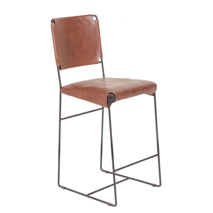 World Interiors Melbourne Tobacco Leather Counter Chair WIF-ZWMELBCCTB