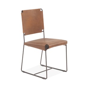 World Interiors Melbourne Brown Leather Dining Chair