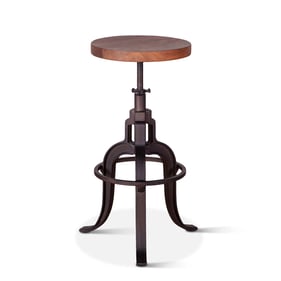 World Interiors Blayne Matte Black Walnut Adjustable Height Stool