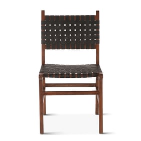 World Interiors Lisbon Matte Brown Black Leather Dining Chair